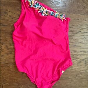 Summersalt Pink One Piece Swimsuit with Multicolor Fringe